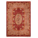 Bareens Designer Rugs - Europien Pak Persian Luana Red/Lt. Brown Wool Rug - 6'0'' x 9'2'' - Designed with mesmerizing intricacy and gorgeous color palette, this hand-knotted masterpiece demonstrates the beauty and electrifying thrill of Pak Persian art. These meticulously hand-knotted Pak-Persian rug is made with pure wool and features breathtaking traditional, transitional, and tribal designs in bold luxurious color pallets. Known for their intricate designs these rugs are a reproduction of Persian rugs, made in Pakistan with unique Mughal designs. Made by master weavers using the same Persian texture, design and dying technique, we wanted to produce the most significant manifestation of Persian art, life, and culture. This rug is most famous for its exceptional quality, incredible designs, patterns, and vibrant rich color. Pak-Persian rugs made with Persian weave with high knot counts, which enables the high intricacy and detail found in the patterns are also referred to as "State of art", each color adds a rich beautiful detail in the artwork of this rug. The design, color, and beautiful chromatic composition with a vibrant sheen with intricate designs, exude beauty, elegance, and quality make this rug a masterpiece of its own.