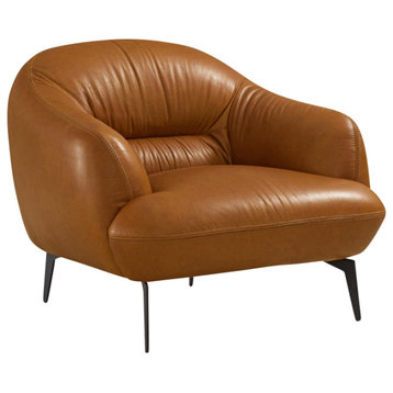 Leather Upholstered Accent Chair, Cognac