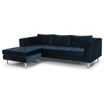Matthew Midnight Blue Fabric Sectional Sofa, HGSC255