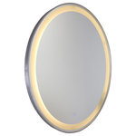 Artcraft Lighting - Reflections AM300 Mirror - The "Reflections Collection" mirrors feature LED lighting built in. The LED is controlled by a small ON/OFF switch which is on the mirror (the switch also allows control of the brightness). This model has a brushed aluminum oval frame.
