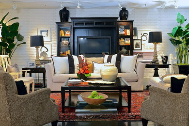 Example of a trendy living room design in New York