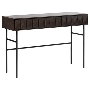 Modern 46" Wide 2-Drawer Console Table, Black