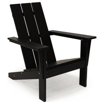 Arcadia Outdoor Patio Adirondack Chair, Black, Single Chair