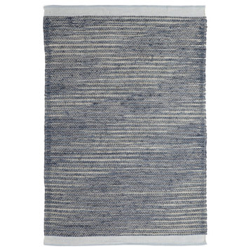 NuStory Cottage Hand Woven Solid Color Area Rug in Blue, 5'x8'