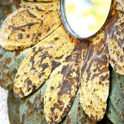 DISTRESSED TURQUOISE FLORAL MIRROR - Products