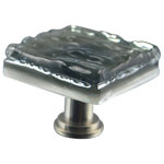 Glass Storm Studios - Silver Handmade Glass, Knob - Textured and layered glittering silver glass. All our products are handmade to order.  Important: Do not use an electric drill or electric screwdriver.