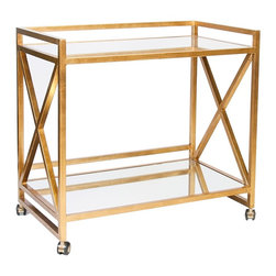 Worlds Away Gerard Gold Leafed Bar Cart - Bar Carts