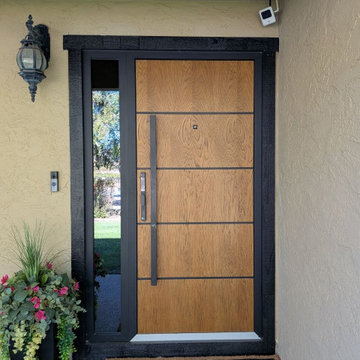 Deux 6683 Natural Oak With sidelight and Fingerprint Smart Lock