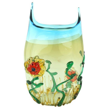 GlassOfVenice Murano Glass Abstract Flower Vase