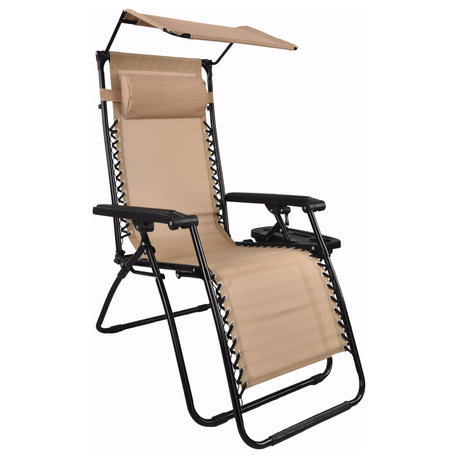 Miles Zero-Gravity Outdoor Lounge Chairs, Set of 2, Biege