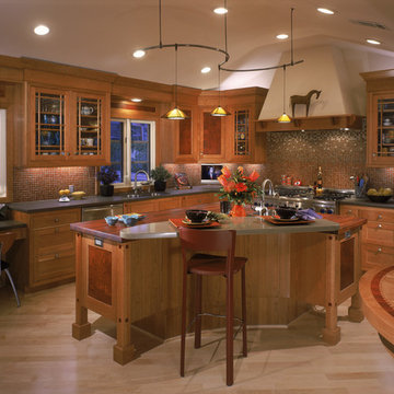 Beautiful Craftsman Kitchen with Two Tone wood Cabinets