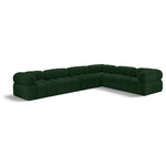 Meridian Furniture - Ames Boucle Fabric L-Shaped Modular Sectional, Green, 6-Piece: 3 Armless Chair, 3 Corner Chair - Introduce a touch of modern sophistication to your living area with the exquisite Ames Boucle Fabric Sectional. With plush green boucle fabric and unique design, it will elevate the visual appeal of your living space. This elegant and captivating sectional can be mixed and matched with other pieces from the collection to create an endless array of stunning looks. So, get ready to transform your living area into an inviting and stylish haven with the Ames Boucle Fabric Sectional.
