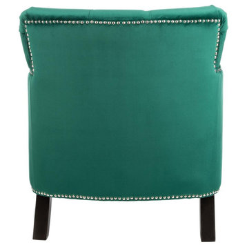 Colin Tufted Club Chair, Emerald/Espresso