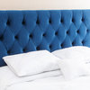 Abbyson Living Connie Tufted Velvet Queen/Full Headboard, Navy Blue