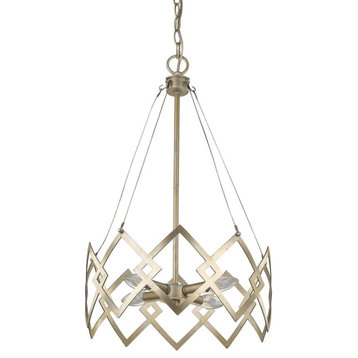 Nora 4-Light Washed Gold Drum Pendant With Abstract Open-Air Cage Shade
