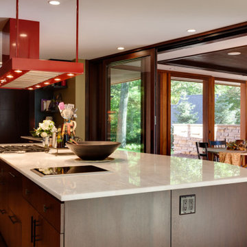North Lake - Chenequa, WI - Modern Home Kitchen with Lake View and Green Roof
