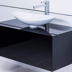 40 inch black lacquer bathroom vanity and white vessel sink combo - Bathroom Fixtures