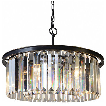 Charlotte Black Iron and Clear Crystal Pendant Fixture
