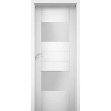 Solid French Door Opaque Glass / Sete 6222 White Silk / Single Regular, 28" X 96"