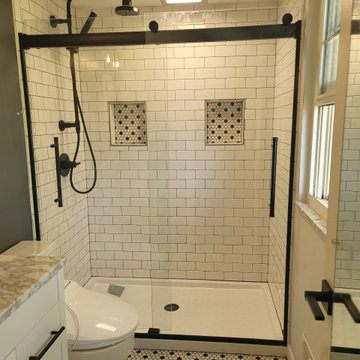 Gorgeous walk in shower with subway tile