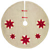 Holiday 3D Poinsettia Christmas Decorative Tree Skirt 53" Round, Gold+red