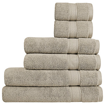 A1HC Bath Towel Set, 100% Ring Spun Cotton, Ultra Soft, Plaza Taupe, 6 Piece Towel Set