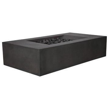 Pyromania Moderne Concrete Fire Table, 58"x32", Charcoal, Propane
