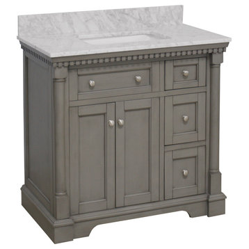 Sydney 36" Bathroom Vanity, Weathered Gray, Carrara Marble