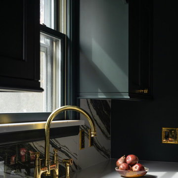 Custom Kitchen Rebuild: Dark Cabinetry, Quartz, and a Record Room Below