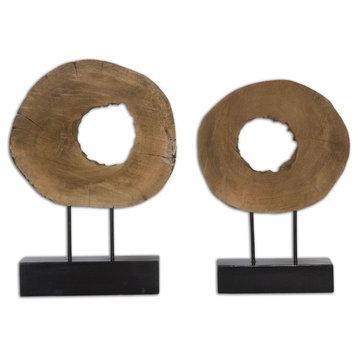 Ashlea Wooden Sculptures, Set of 2, Natural