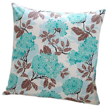 Indoor Birch Farm Hydrangea Eggblue Modern Floral Accent 20x20 Throw Pillow