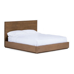 Brownstone Furniture - Brownstone Laguna Teak and Leather Modern Bed - Platform Beds