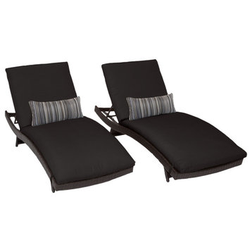 Barbados Curved Chaise Set of 2 Outdoor Wicker Patio Furniture Black