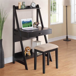 Winslow Black Makeup Writing Desk - Makeup Mirrors