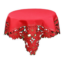 Xia Home Fashions - Holiday Spirit Embroidered Cutwork Christmas Table Topper, 36"x36" - Tablecloths