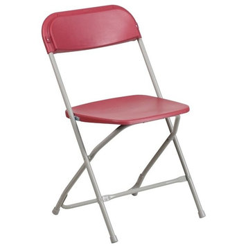 Bowery Hill Plastic Folding Chair in Red