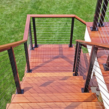 Woodsbury, MN: Black Aluminum Posts & Inline Support for Customer Top Rail