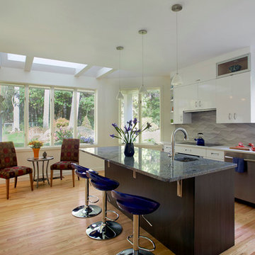 White, Waves and Blue Kitchen