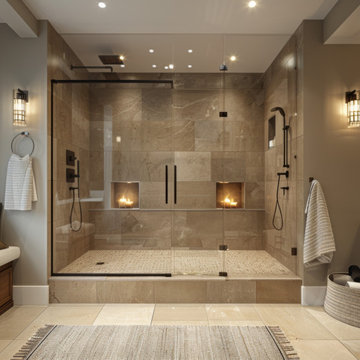 Tile Bathroom with large walk in shower