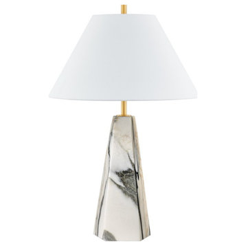 Hudson Valley Benicia 1-Light Table Lamp, Aged Brass/White, L1328-AGB