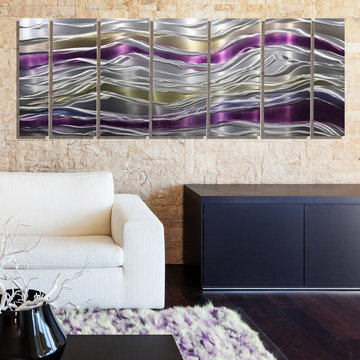 Endeavor - Abstract Purple, Silver and Gold Modern Metal Wall Decor