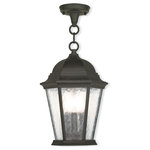 Livex Lighting - Outdoor Chain-Hang Lantern With Clear Water Glass, Textured Black - A decorative top and arm are paired with a simple six-sided frame in this textured black and clear water glass outdoor chain hung lantern is constructed of cast aluminum.