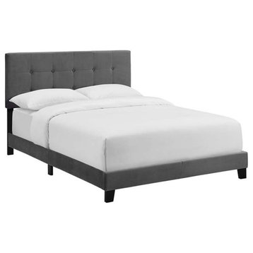 Modway Amira Full Modern Style Performance Velvet Bed in Gray