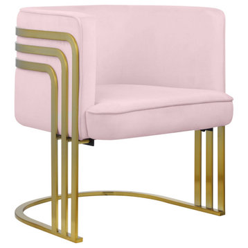Rays Velvet Upholstered Accent Chair, Pink