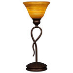 Toltec Lighting - Leaf 1-Light Mini Table Lamp Bronze Firr Saturn Glass - Shade Included.