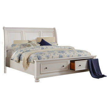 Liverpool Cottage E King Sleigh Platform Bed with Footboard Storage White