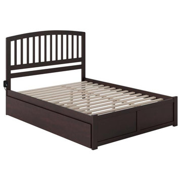 AFI Richmond Queen Solid Wood Bed with Twin XL Trundle in Espresso