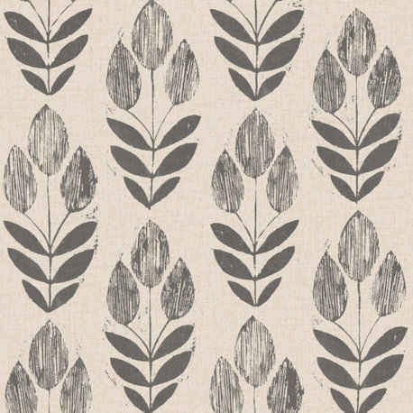 Scandinavian Black Block Print Tulip Wallpaper Bolt