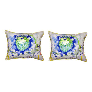Pair Of Betsy Drake Horseshoe Crab Small Outdoor Indoor Pillows 11x14 Rustic Outdoor Cushions And Pillows By Zeckos
