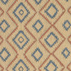 Beige, Salmon and Blue, Diamond Southwest Style Upholstery Fabric By The Yard